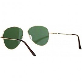 Oversized Flat Lens Aviator Sunglasses Oversized Hipster Fashion Metal Frame - Gold (Green) - C1188YR76L0 $11.81