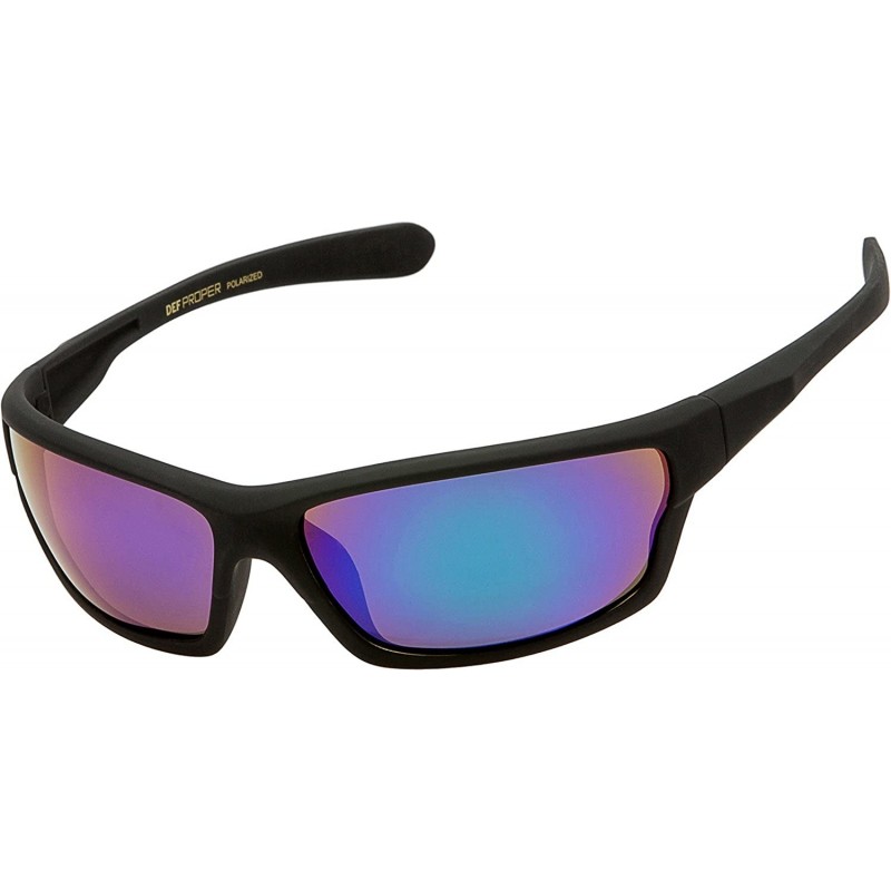 Sport Polarized Wrap Around Sports Sunglasses - Black Matte Rubberized - Mystic Mirror - C818CUC25DQ $10.05