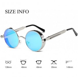 Round Vintage Steampunk Retro Metal Round Circle Frame Sunglasses - C5 blue Lens/Silver Frame - C41833OIZXS $14.95