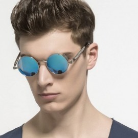 Round Vintage Steampunk Retro Metal Round Circle Frame Sunglasses - C5 blue Lens/Silver Frame - C41833OIZXS $14.95