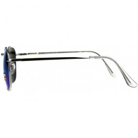 Square Unisex Designer Style Sunglasses Square Aviators Spring Hinge UV 400 - Silver (Blue Mirror) - CT18HKW9DQ4 $13.23