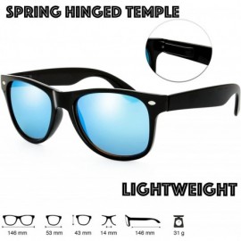 Wayfarer Classic Shaped Horn Rimmed Sunglasses Spring Temple for Men Women - 6-shiny Black - CX18DYSM63X $12.94