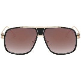 Square Large Oversized Fashion Sunglasses Square Shape UV400 Vintage Retro - Gold Frame Brown Lens - CL195H9O73N $12.95