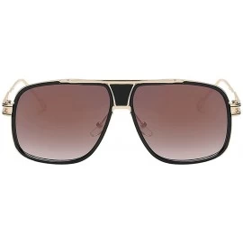 Square Large Oversized Fashion Sunglasses Square Shape UV400 Vintage Retro - Gold Frame Brown Lens - CL195H9O73N $12.95