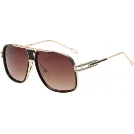 Square Large Oversized Fashion Sunglasses Square Shape UV400 Vintage Retro - Gold Frame Brown Lens - CL195H9O73N $12.95