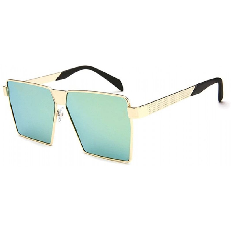 Goggle Men Women Sunglasses Oversized Hiphop Square Glasses Metal Frame - Gold - C218CRS2D0K $10.09