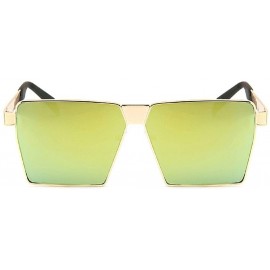 Goggle Men Women Sunglasses Oversized Hiphop Square Glasses Metal Frame - Gold - C218CRS2D0K $10.09