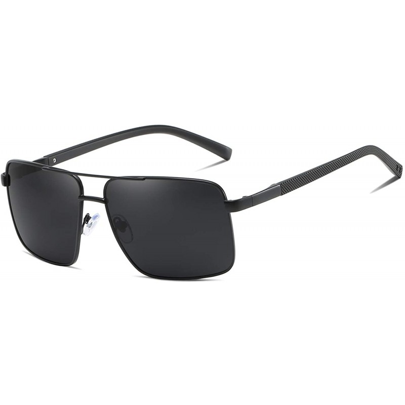 Sport Square Sunglasses Polarized for Mens UV 400 Protection 60MM Fashion Style Driving Fishing - Black Grey - C9192GI53SC $1...