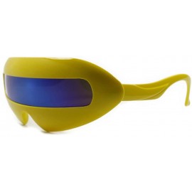 Wrap Fun Futuristic Space Robot Party Rave Cyclops Costume Novelty Sunglasses - Yellow/ Blue - CJ18ECEDWOS $10.61