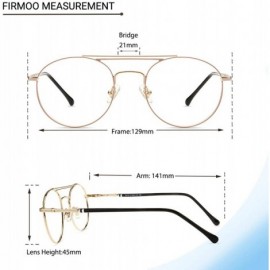 Aviator Stylish Aviator Eyeglasses Frame Non-prescription Round Metal Eyewear Frame for Women/Men - Gold - CZ18TDQAM42 $15.93