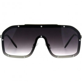 Sport 80s Retro Robotic Shield Oversize Metal Rim Gradient Sunglasses - Silver Smoke - CU189IR9S7X $10.64