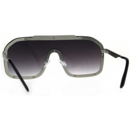 Sport 80s Retro Robotic Shield Oversize Metal Rim Gradient Sunglasses - Silver Smoke - CU189IR9S7X $10.64