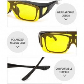 Goggle Oversized Glasses Prescription Polarized - Black Half Frame/Flip Up Yellow Lens - CS18ITTWSQ9 $18.16