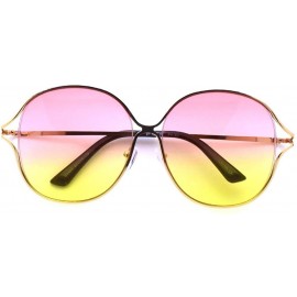 Oversized Oversize Round Flat Lens Sunglasses 4183 - Gold Pink - CA18T3G0Y9I $8.04