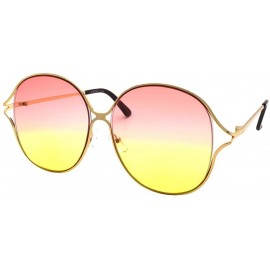 Oversized Oversize Round Flat Lens Sunglasses 4183 - Gold Pink - CA18T3G0Y9I $8.04