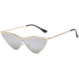 Cat Eye Women Retro Vintage Metal Cat Eye Designer Sunglasses - Silver - CM18I9OQ7GN $12.09