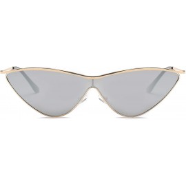 Cat Eye Women Retro Vintage Metal Cat Eye Designer Sunglasses - Silver - CM18I9OQ7GN $12.09