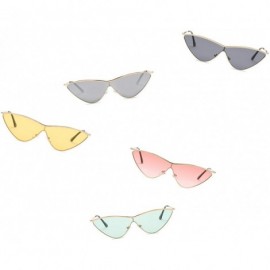 Cat Eye Women Retro Vintage Metal Cat Eye Designer Sunglasses - Silver - CM18I9OQ7GN $12.09