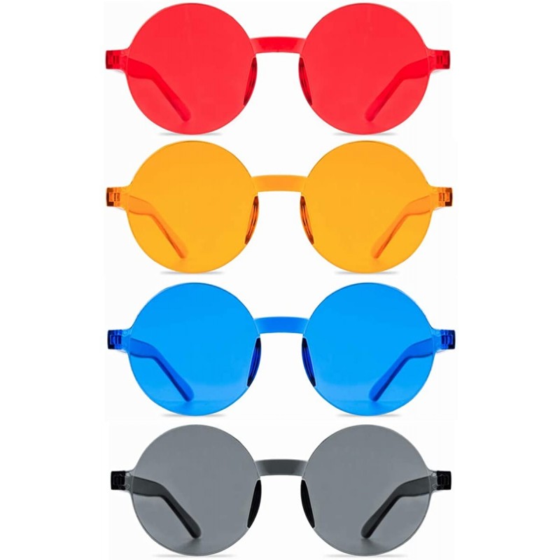 Oversized One Piece Rimless Sunglasses Transparent Candy Color Tinted Eyewear - 112 Red+blue+orange+black - CK18UQ3IZQY $15.46