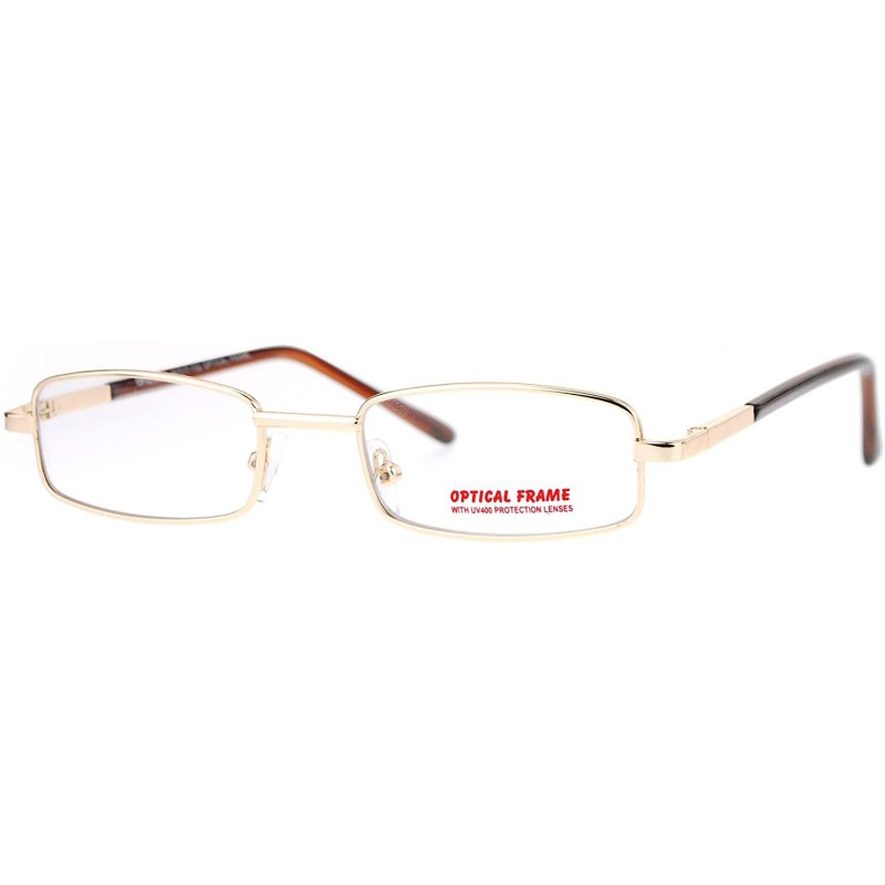 Rectangular Classic Narrow Rectangular Metal Mens Clear Lens Eye Glasses - Gold - CP12NTMMU52 $12.05