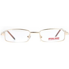 Rectangular Classic Narrow Rectangular Metal Mens Clear Lens Eye Glasses - Gold - CP12NTMMU52 $12.05