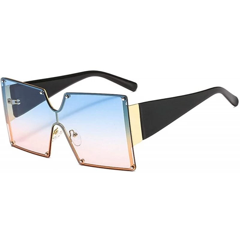 Square Oversized Sunglasses Designer Vintage Futuristic - Blue&pink - CH18SU00GHO $13.74