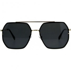 Square Square Heptagon Shape Sunglasses Retro Fashion Unisex Shades UV 400 - Gold (Black) - CH18G2CRS5A $10.60