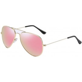 Aviator Premium Military Style Classic Polarized UV400 Aviator Sunglasses for Men Women with Sun Glasses Case - Gold/Pink - C...