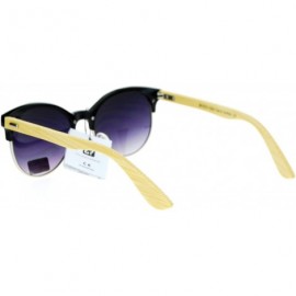 Wayfarer Fem Bamboo Wood Arm Half Rim Hipster Sunglasses - Black Smoke - CP12LCJNYYX $10.59