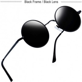 Round Polarized Lennon Round Sunglasses Women Men Circle Hippie Sun Glasses - 2 Pack (Black+ Silver) - C118W2LRE76 $15.62