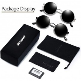 Round Polarized Lennon Round Sunglasses Women Men Circle Hippie Sun Glasses - 2 Pack (Black+ Silver) - C118W2LRE76 $15.62