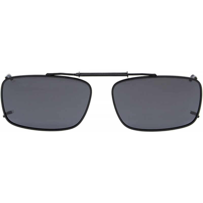 Rectangular Metal Frame Rim Polarized Lens Clip On Sunglasses 2 3/16"x1 7/16" - Gray - C612NH1VWZZ $12.31