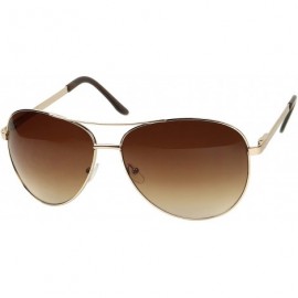 Oversized Classic Extra Large Wide Frame Metal Aviator Casual Oversize Sunglasses - Gold Frame / Brown Lens - C8180OCWCTE $13.33