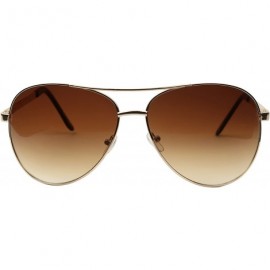 Oversized Classic Extra Large Wide Frame Metal Aviator Casual Oversize Sunglasses - Gold Frame / Brown Lens - C8180OCWCTE $13.33