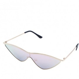 Cat Eye Cat Eye Sunglasses Metal Frame One Piece Sun Glasses Stylish Triangle Lens - CA18DRH7QM9 $10.82