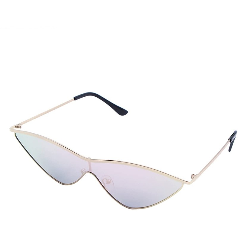 Cat Eye Cat Eye Sunglasses Metal Frame One Piece Sun Glasses Stylish Triangle Lens - CA18DRH7QM9 $10.82