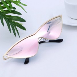 Cat Eye Cat Eye Sunglasses Metal Frame One Piece Sun Glasses Stylish Triangle Lens - CA18DRH7QM9 $10.82