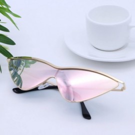 Cat Eye Cat Eye Sunglasses Metal Frame One Piece Sun Glasses Stylish Triangle Lens - CA18DRH7QM9 $10.82