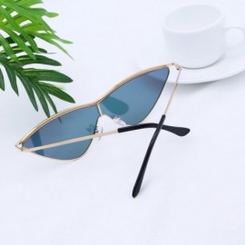 Cat Eye Cat Eye Sunglasses Metal Frame One Piece Sun Glasses Stylish Triangle Lens - CA18DRH7QM9 $10.82