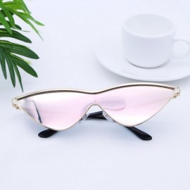 Cat Eye Cat Eye Sunglasses Metal Frame One Piece Sun Glasses Stylish Triangle Lens - CA18DRH7QM9 $10.82