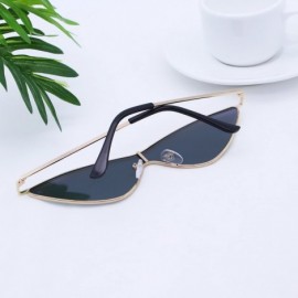 Cat Eye Cat Eye Sunglasses Metal Frame One Piece Sun Glasses Stylish Triangle Lens - CA18DRH7QM9 $10.82