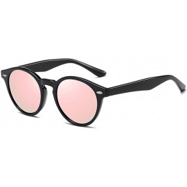 Sport Classic Polarized Sunglasses for Women Round Retro Vintage Designer Style - Black-light Pink Mirrored - CC18A4G22CZ $12.57