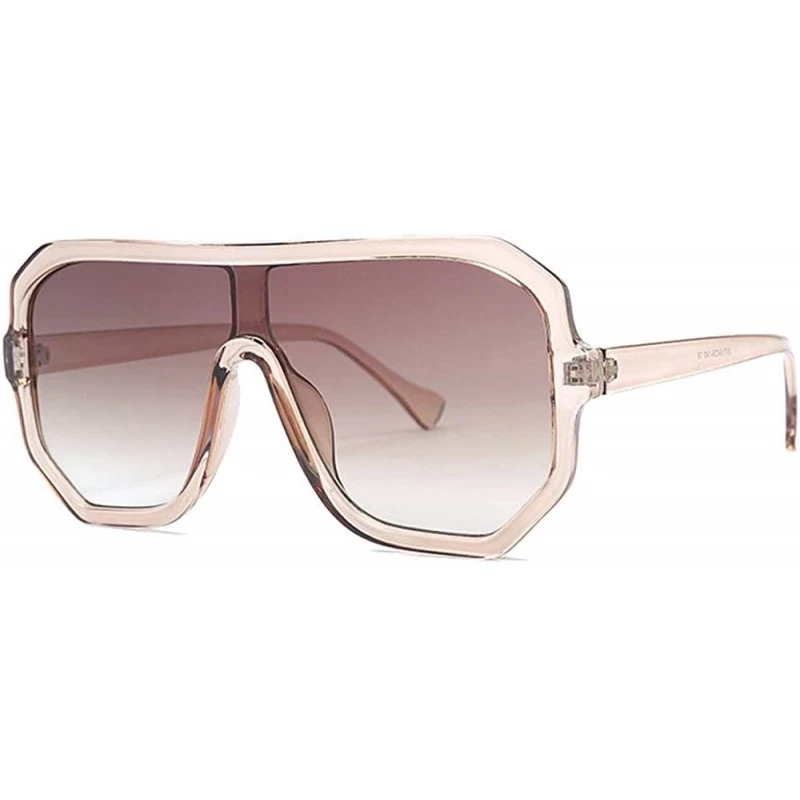 Square Retro square big box unisex 2019 new one-piece lens fashion trend sunglasses UV400 - Light Tea - CV18RH5SLXL $14.80