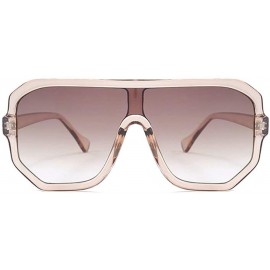 Square Retro square big box unisex 2019 new one-piece lens fashion trend sunglasses UV400 - Light Tea - CV18RH5SLXL $14.80