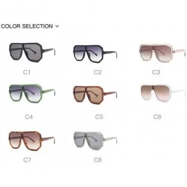 Square Retro square big box unisex 2019 new one-piece lens fashion trend sunglasses UV400 - Light Tea - CV18RH5SLXL $14.80