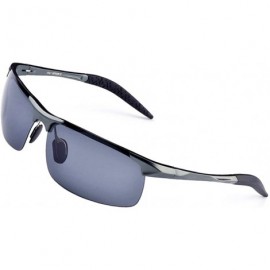 Semi-rimless Sports Goggles Driving Glasses Polarized Sunglasses Unbreakable Metal Frame - Gunmetal - CY17Y096AN8 $18.73