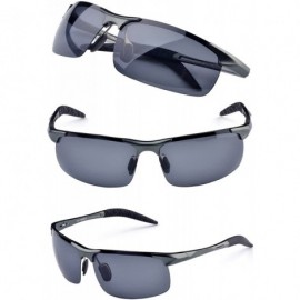 Semi-rimless Sports Goggles Driving Glasses Polarized Sunglasses Unbreakable Metal Frame - Gunmetal - CY17Y096AN8 $18.73