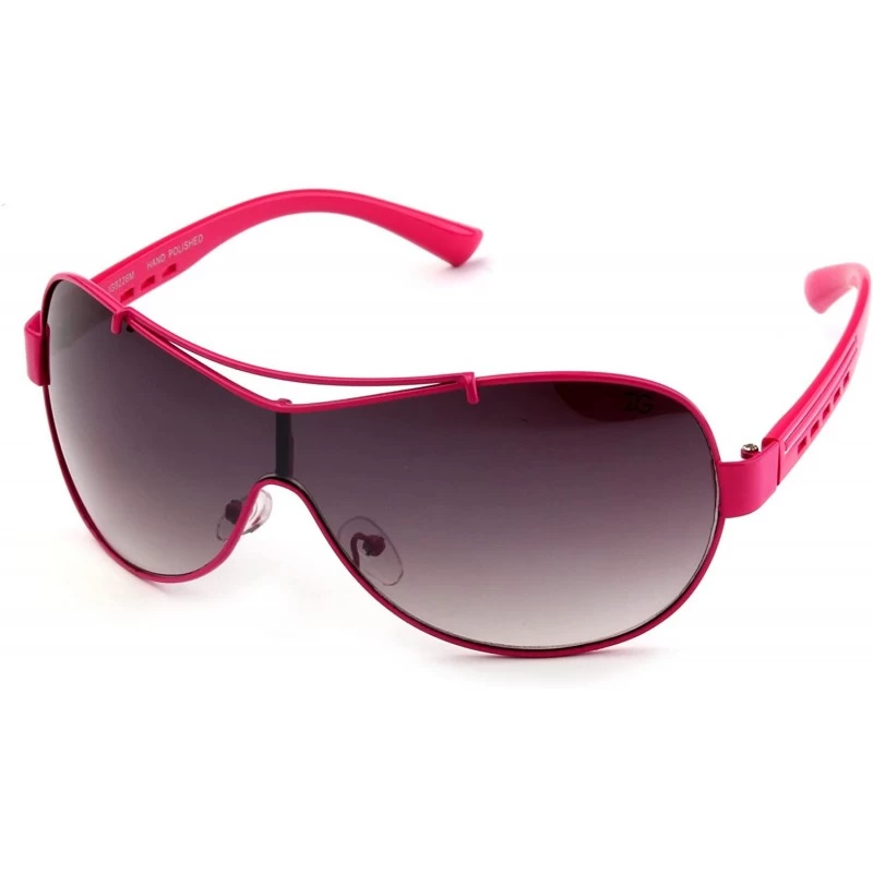 Oversized Aviators Oversized Temple Design UV Protection Shield Lenses - Hot Pink - C517YXTKSMR $11.58