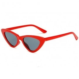 Cat Eye Unisex Vintage style Sunglasses Super Cat Eye Triangle Retro Womens Mens Cobain Jackie O Clout Mod Trendy - Red - CK1...