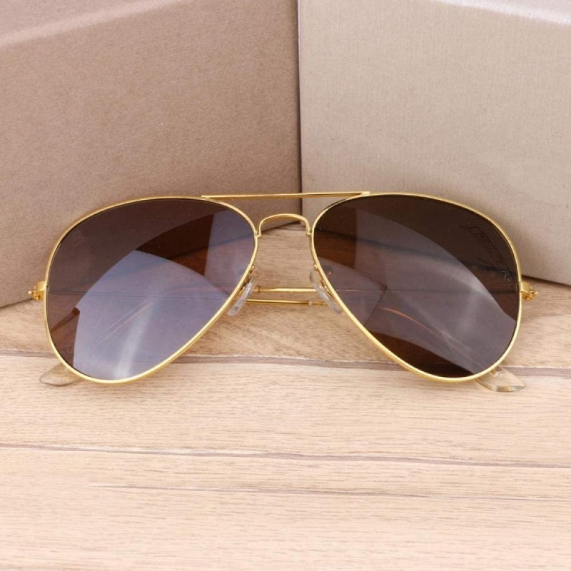 Goggle Popular Sunglasses - popular Sunglasses New metal resin sun 3025 wholesale - Gold Frame All Tan - CH18AZAA0KM $25.16